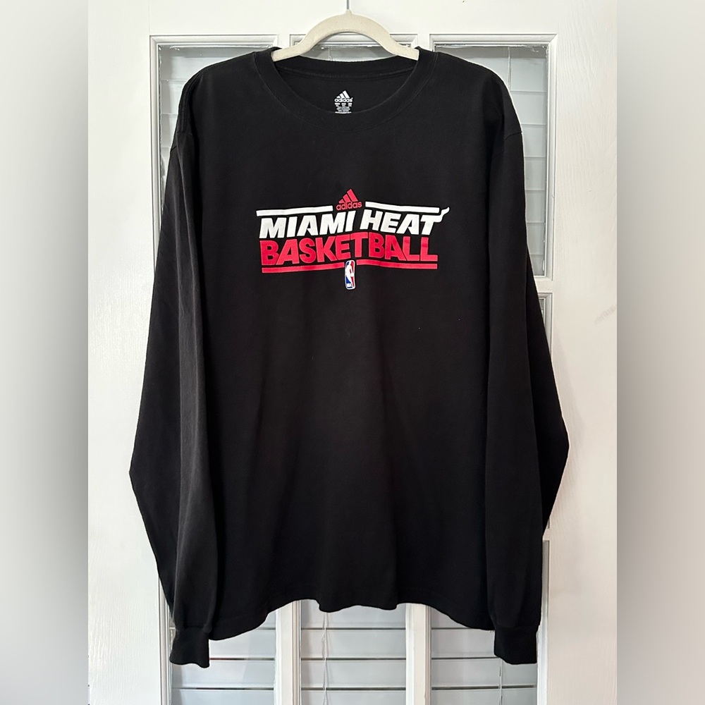 Adidas Men’s 2XL Miami Heat Shirt Black Long Sleeve T-shirt
